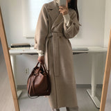 dti outfits Double-Sided Cashmere Coat for Women 2024 New Small Mid-Length Autumn and Winter Elegant High-End Woolen Coat