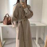 dti outfits Double-Sided Cashmere Coat for Women 2024 New Small Mid-Length Autumn and Winter Elegant High-End Woolen Coat