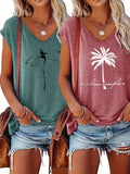 Girlary 2 pack, 2-Pack V-Neck Cap Sleeve T-Shirts for Women, Casual Loose Summer Tops for Spring