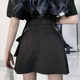 Girlary Gothic Mini Skirt With Pocket Women Y2K Grunge Harajuku Punk Bandage High Waist Skirts Y2K Emo Alt Streetwear