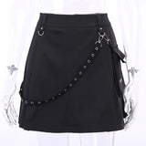 Girlary Gothic Mini Skirt With Pocket Women Y2K Grunge Harajuku Punk Bandage High Waist Skirts Y2K Emo Alt Streetwear