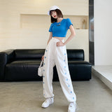 dandy hoodie White Love Pants Spring and Summer Trousers Elegant High Waist Wide Leg Pants Casual plus Size Sports Sweatpants for Women