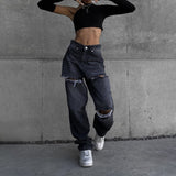 concert outfit ideas Niche Design Ripped Jeans for Women Spring 2024 New Fashion Loose Trendy High Waist Straight Pants for Women