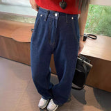 Girlary-shop fashion inspo Retro Jeans for Women 2024 New Autumn High Waist Loose Casual Pants Blue Radish Pants Wide Leg Pants