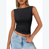 going out outfits Women's Pullover Sleeveless Hot Girl Outer Wear Square Collar Vest Women's Inner Wear Dopamine Top