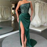 Girlary-shop prom dresses 2024 New Green Sequined Fairy Wedding Long Sleeve One-Piece Temperament Dress Evening Dress