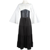 group halloween costumes New Party Bell Sleeve Long Sleeve Dress Cos Women Renaissance Medieval Clothing