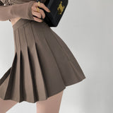 dream clothes American Preppy Style Brown Hot Girl Pleated Skirt Women's Spring and Autumn Slimming High Waist Skirt Retro Sexy Skirt Fashion