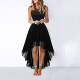 homecoming dresses Spring and Summer New Hollow Waist Chiffon Dress Dinner Lace Dress