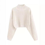 fall outfits women Retro Knitted Soft Glutinous Loose Undershirt Solid Color Half Turtleneck Pullover Gentle Style Women's Clothing