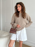 2000s fashion Women's Sweater round Neck Loose Solid Color Popular Autumn and Winter Women's Sweater