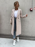 2000s fashion Autumn and Winter Long Suit Collar Woolen Coat for Women