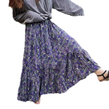 teacher outfits Spring and Summer High Waist Large Swing Skirt Loose Slimming Retro A- line Skirt Floral Pleated Skirt