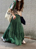 teacher outfits Spring and Summer High Waist Large Swing Skirt Loose Slimming Retro A- line Skirt Floral Pleated Skirt