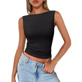 going out outfits Women's Pullover Sleeveless Hot Girl Outer Wear Square Collar Vest Women's Inner Wear Dopamine Top