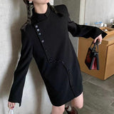 leapord halloween outfit 2024 Spring and Autumn Fashion Korean Style Black Stand Collar High-Grade Korean Style Long Sleeve Dress Women's Fashion