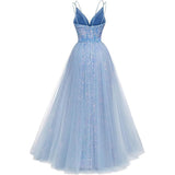 prom dresses Socialite Blue Evening Dress Bride Wedding Dress Banquet Annual Meeting Performance Dress