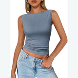 going out outfits Women's Pullover Sleeveless Hot Girl Outer Wear Square Collar Vest Women's Inner Wear Dopamine Top