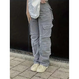 masc outfits Cargo Pants Multi-Pocket Straight Casual Pants Loose Baggy Street Women's Jeans