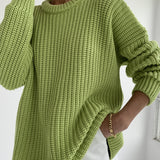 2000s fashion Women's Sweater round Neck Loose Solid Color Popular Autumn and Winter Women's Sweater