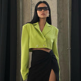 90s fashion Summer New Sweet Sexy Long-Sleeved Suit Top Half-Length Temperament A- line Skirt Suit Women