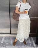 Girlary Lace Skirt Fashion Woman Y2K Clothing Summer Korean Style Vintage High Waist Long Tulle Floral White Lolita Beach