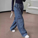 y2k outfits 2024 Spring and Summer New Fashionable Street Casual Slimming Versatile Fashionable High Waist Tied Rope Wide Leg Workwear Jeans for Women