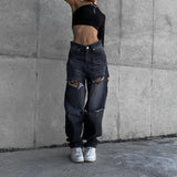 concert outfit ideas Niche Design Ripped Jeans for Women Spring 2024 New Fashion Loose Trendy High Waist Straight Pants for Women