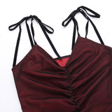 Girlary Nightclub Sexy Red Dress Women Dark Gothic Streetwear Spaghetti Strap High Waist Irregular Hem Dress Y2k E-girl Outfits