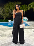 2000s fashion 2024 New Women's Sexy Tube Top Multi-Pocket Overalls Jumpsuit Wide Leg Jumpsuit