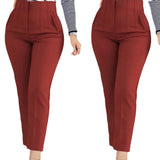 2000s fashion 2024 Spring and Summer Casual Slim Fit Workplace Suit Pants Versatile Cropped Temperament Commuter Pants for Women