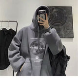 boy outfits Hooded Thin Sweater Men's Spring and Autumn Loose Casual Pullover Shirt Convinced Printed 