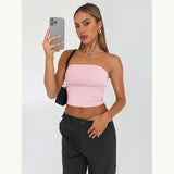 90s fashion Women's Tube Top Hot Girl Summer Outer Wear Pullover Vest Inner Wear Milk Silk Women's Clothing