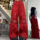 2000s fashion 2024 Street Style BF Jeans American Retro Design Sense Niche High Waist Slimming Loose Wide Leg Fried Street Trousers