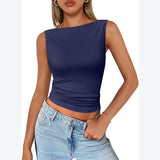 going out outfits Women's Pullover Sleeveless Hot Girl Outer Wear Square Collar Vest Women's Inner Wear Dopamine Top