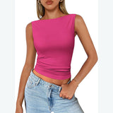 going out outfits Women's Pullover Sleeveless Hot Girl Outer Wear Square Collar Vest Women's Inner Wear Dopamine Top