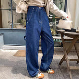 fashion inspo Retro Jeans for Women 2024 New Autumn High Waist Loose Casual Pants Blue Radish Pants Wide Leg Pants