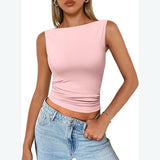 going out outfits Women's Pullover Sleeveless Hot Girl Outer Wear Square Collar Vest Women's Inner Wear Dopamine Top