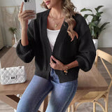 business casual outfits Women's Cardigan Woven Sweater Women's Autumn and Winter Lantern Sleeve Simple Casual Sweater Coat