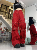 2000s fashion 2024 Street Style BF Jeans American Retro Design Sense Niche High Waist Slimming Loose Wide Leg Fried Street Trousers