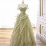 prom dresses Green Tube Top Mori Evening Dress High Sense 2024 New Host Annual Meeting Host Performance Dress Summer