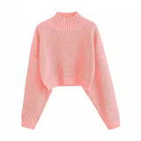 fall outfits women Retro Knitted Soft Glutinous Loose Undershirt Solid Color Half Turtleneck Pullover Gentle Style Women's Clothing