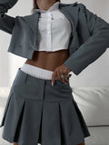 90s fashion Summer New Sweet Sexy Long-Sleeved Suit Top Half-Length Temperament A- line Skirt Suit Women