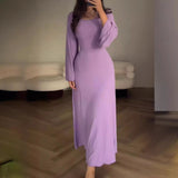 pumpkin patch dress to impress Autumn and Winter New Long Sleeve Split Loose Casual Professional Dress Women