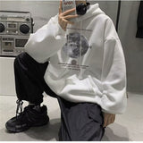 boy outfits Hooded Thin Sweater Men's Spring and Autumn Loose Casual Pullover Shirt Convinced Printed 