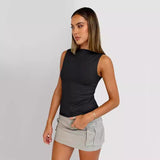 going out outfits Women's Pullover Sleeveless Hot Girl Outer Wear Square Collar Vest Women's Inner Wear Dopamine Top