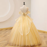 Girlary-shop prom dresses New Colorful Yarn Yellow Evening Dress Student Vocal Music Performance Costume Vocal Solo Pettiskirt Host Annual Meeting