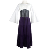 group halloween costumes New Party Bell Sleeve Long Sleeve Dress Cos Women Renaissance Medieval Clothing