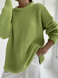 2000s fashion Women's Sweater round Neck Loose Solid Color Popular Autumn and Winter Women's Sweater