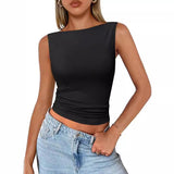 going out outfits Women's Pullover Sleeveless Hot Girl Outer Wear Square Collar Vest Women's Inner Wear Dopamine Top